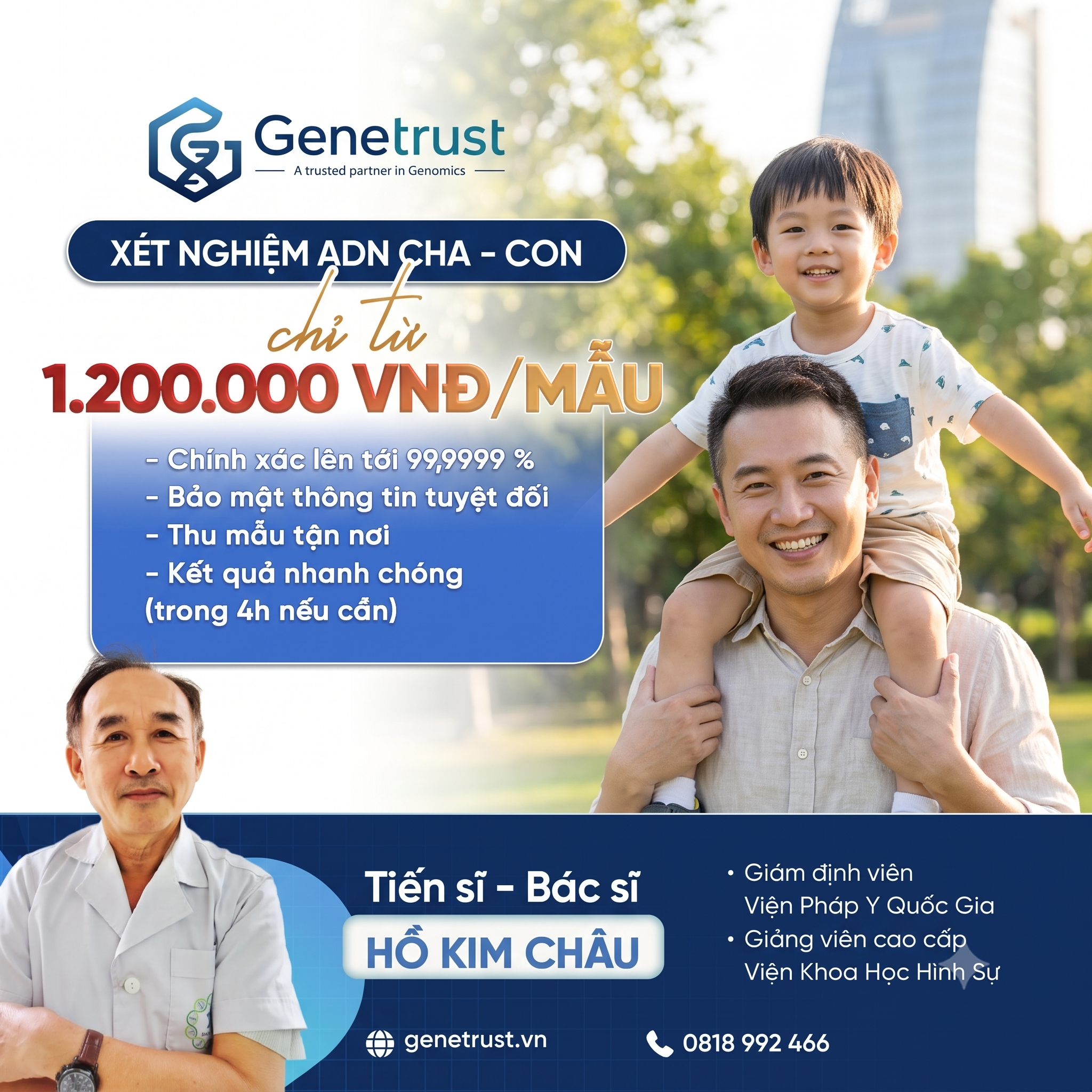 Xét nghiệm ADN Cha Con Trước Sinh (Không xâm lấn)